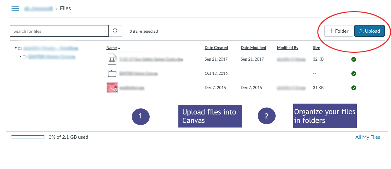 Course Files view